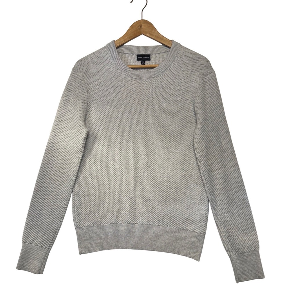 Club Monaco Mens Textured Wool Blend Crewneck Sweater Light Gray XS